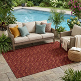 5' X 8' Burgundy Geometric Washable Non Skid Indoor Outdoor Area Rug