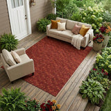 8' X 10' Burgundy Geometric Washable Non Skid Indoor Outdoor Area Rug