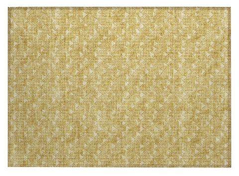 2' X 3' Gold Geometric Washable Non Skid Indoor Outdoor Area Rug
