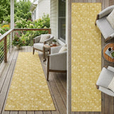 8' Runner Gold Geometric Washable Non Skid Indoor Outdoor Runner Rug