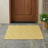 3' X 5' Gold Geometric Washable Non Skid Indoor Outdoor Area Rug