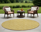 8' Round Gold Round Geometric Washable Non Skid Indoor Outdoor Area Rug