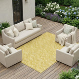 8' X 10' Gold Geometric Washable Non Skid Indoor Outdoor Area Rug