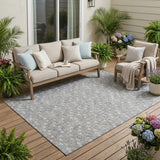 5' X 8' Gray Geometric Washable Non Skid Indoor Outdoor Area Rug