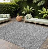 8' X 10' Gray Geometric Washable Non Skid Indoor Outdoor Area Rug