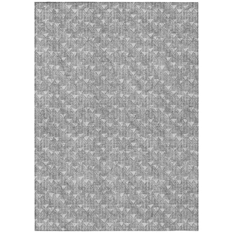 8' X 10' Gray Geometric Washable Non Skid Indoor Outdoor Area Rug