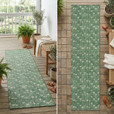 8' Sage Geometric Washable Non Skid Indoor Outdoor Runner Rug