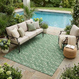 5' X 8' Sage Geometric Washable Non Skid Indoor Outdoor Area Rug