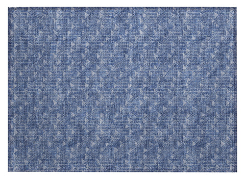 2' X 3' Navy Blue Geometric Washable Non Skid Indoor Outdoor Area Rug
