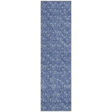 8' Runner Navy Blue Geometric Washable Non Skid Indoor Outdoor Runner Rug