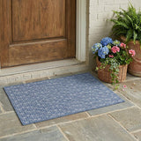 3' X 5' Navy Blue Geometric Washable Non Skid Indoor Outdoor Area Rug