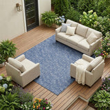 8' X 10' Navy Blue Geometric Washable Non Skid Indoor Outdoor Area Rug