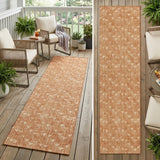 8' Runner Bronze Geometric Washable Non Skid Indoor Outdoor Runner Rug
