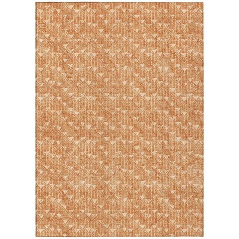 3' X 5' Bronze Geometric Washable Non Skid Indoor Outdoor Area Rug