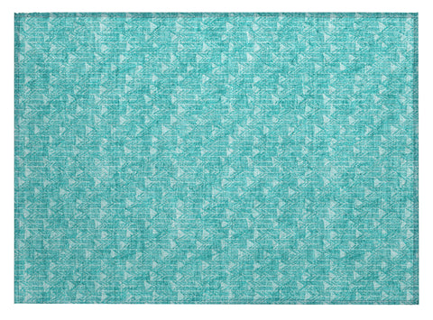 2' X 3' Turquoise Geometric Washable Non Skid Indoor Outdoor Area Rug