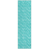 8' Runner Turquoise Geometric Washable Non Skid Indoor Outdoor Runner Rug