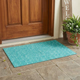 3' X 5' Turquoise Geometric Washable Non Skid Indoor Outdoor Area Rug