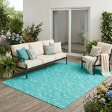 5' X 8' Turquoise Geometric Washable Non Skid Indoor Outdoor Area Rug