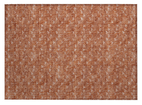 2' X 3' Terra Cotta Geometric Washable Non Skid Indoor Outdoor Area Rug