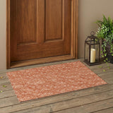 3' X 5' Terra Cotta Geometric Washable Non Skid Indoor Outdoor Area Rug