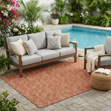 5' X 8' Terra Cotta Geometric Washable Non Skid Indoor Outdoor Area Rug