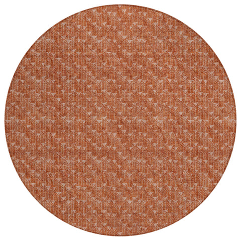 8' Round Terra Cotta Round Geometric Washable Non Skid Indoor Outdoor Area Rug