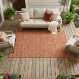 8' X 10' Terra Cotta Geometric Washable Non Skid Indoor Outdoor Area Rug