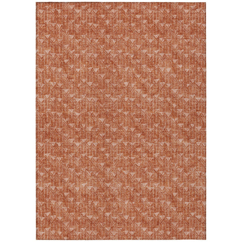 8' X 10' Terra Cotta Geometric Washable Non Skid Indoor Outdoor Area Rug
