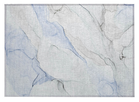 2' X 3' Ivory Blue and Gray Abstract Washable Non Skid Indoor Outdoor Area Rug