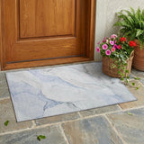 2' X 3' Ivory Blue and Gray Abstract Washable Non Skid Indoor Outdoor Area Rug