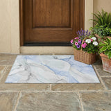 3' X 5' Ivory Blue and Gray Abstract Washable Non Skid Indoor Outdoor Area Rug