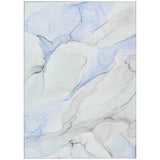 3' X 5' Ivory Blue and Gray Abstract Washable Non Skid Indoor Outdoor Area Rug