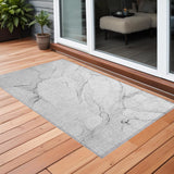 3' X 5' Gray Abstract Washable Non Skid Indoor Outdoor Area Rug