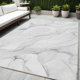 5' X 8' Gray Abstract Washable Indoor Outdoor Area Rug