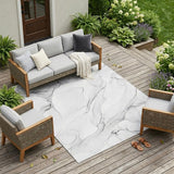 8' X 10' Gray Abstract Washable Non Skid Indoor Outdoor Area Rug