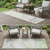2' X 8' Green Abstract Washable Indoor Outdoor Runner Rug