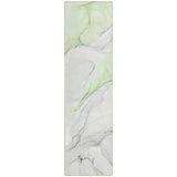 2' X 8' Green Abstract Washable Indoor Outdoor Runner Rug