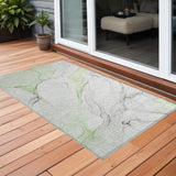 3' X 5' Green Abstract Washable Non Skid Indoor Outdoor Area Rug