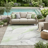 5' X 8' Green Abstract Washable Non Skid Indoor Outdoor Area Rug