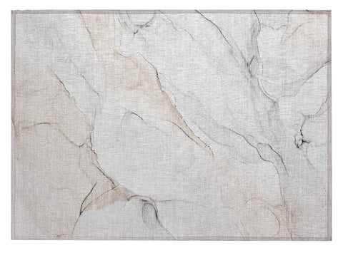 2' X 3' Beige Ivory and Gray Abstract Washable Non Skid Indoor Outdoor Area Rug