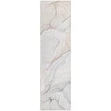 8' Runner Beige Ivory and Gray Abstract Washable Non Skid Indoor Outdoor Runner Rug