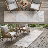 8' Runner Beige Ivory and Gray Abstract Washable Non Skid Indoor Outdoor Runner Rug