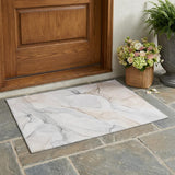3' X 5' Beige Ivory and Gray Abstract Washable Non Skid Indoor Outdoor Area Rug