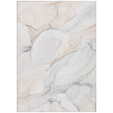 3' X 5' Beige Ivory and Gray Abstract Washable Non Skid Indoor Outdoor Area Rug