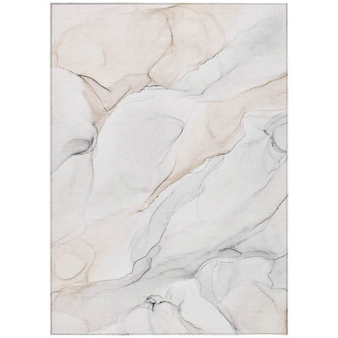 5' X 8' Beige Ivory and Gray Abstract Washable Non Skid Indoor Outdoor Area Rug