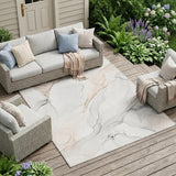 8' X 10' Beige Ivory and Gray Abstract Washable Non Skid Indoor Outdoor Area Rug