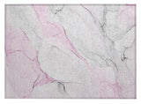 2' X 3' Gray and Pink Abstract Washable Non Skid Indoor Outdoor Area Rug