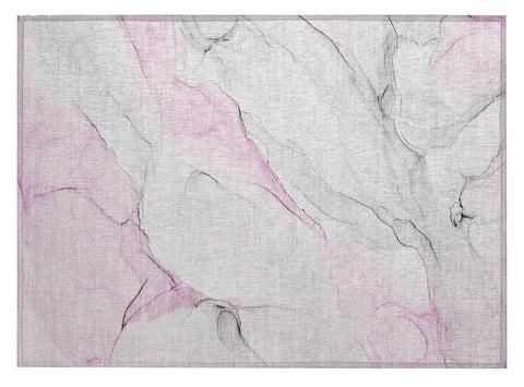 2' X 3' Gray and Pink Abstract Washable Non Skid Indoor Outdoor Area Rug