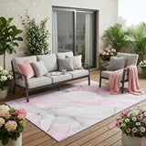 5' X 8' Gray and Pink Abstract Washable Non Skid Indoor Outdoor Area Rug