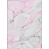 5' X 8' Gray and Pink Abstract Washable Non Skid Indoor Outdoor Area Rug
